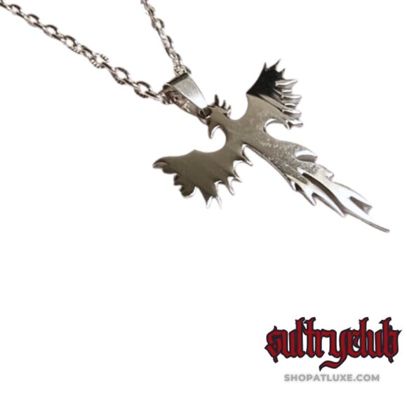 Phoenix Rises Silver Unisex Necklace - Picture 4 of 4